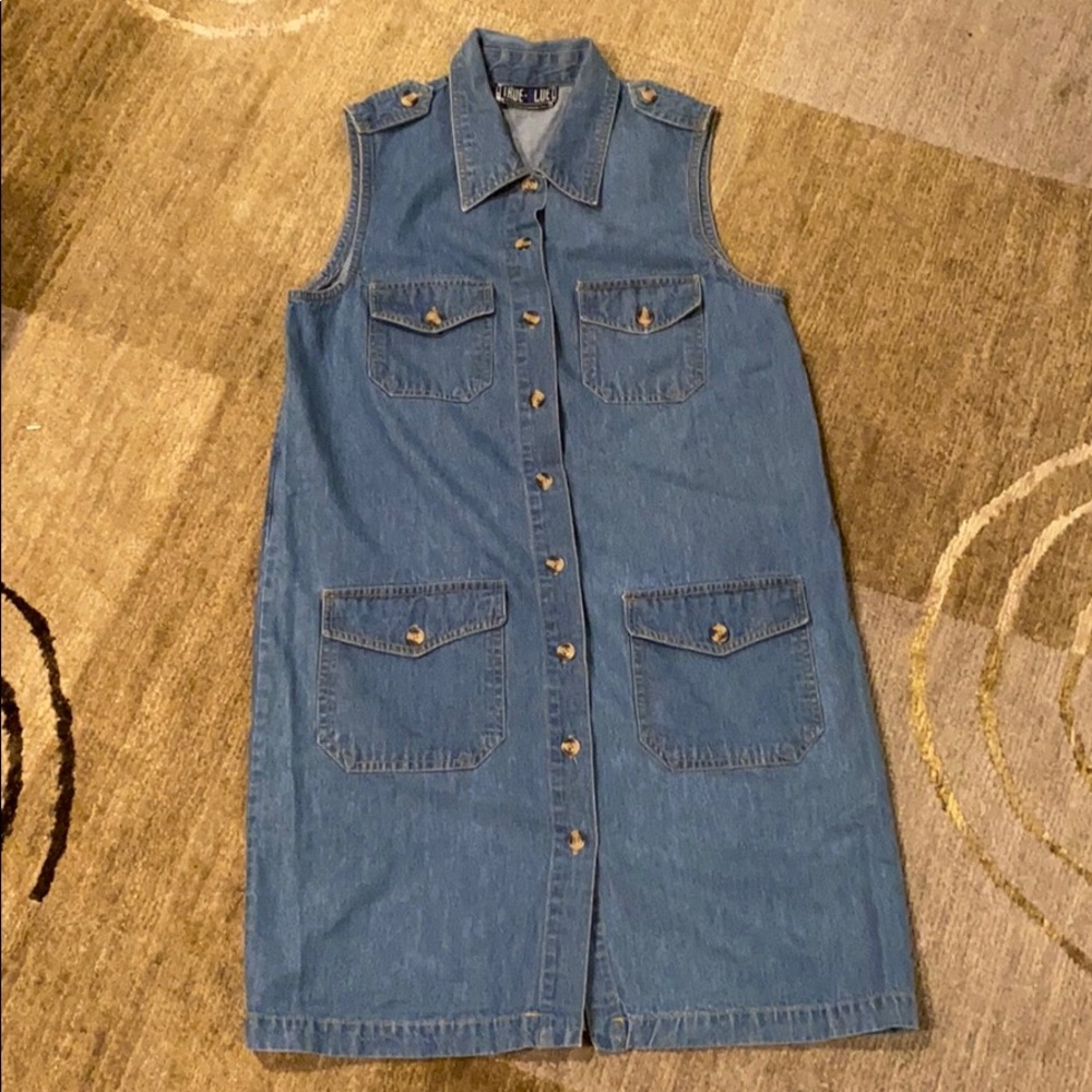 ~True Blue~ Vintage Denim Sleeveless Mini-Dress